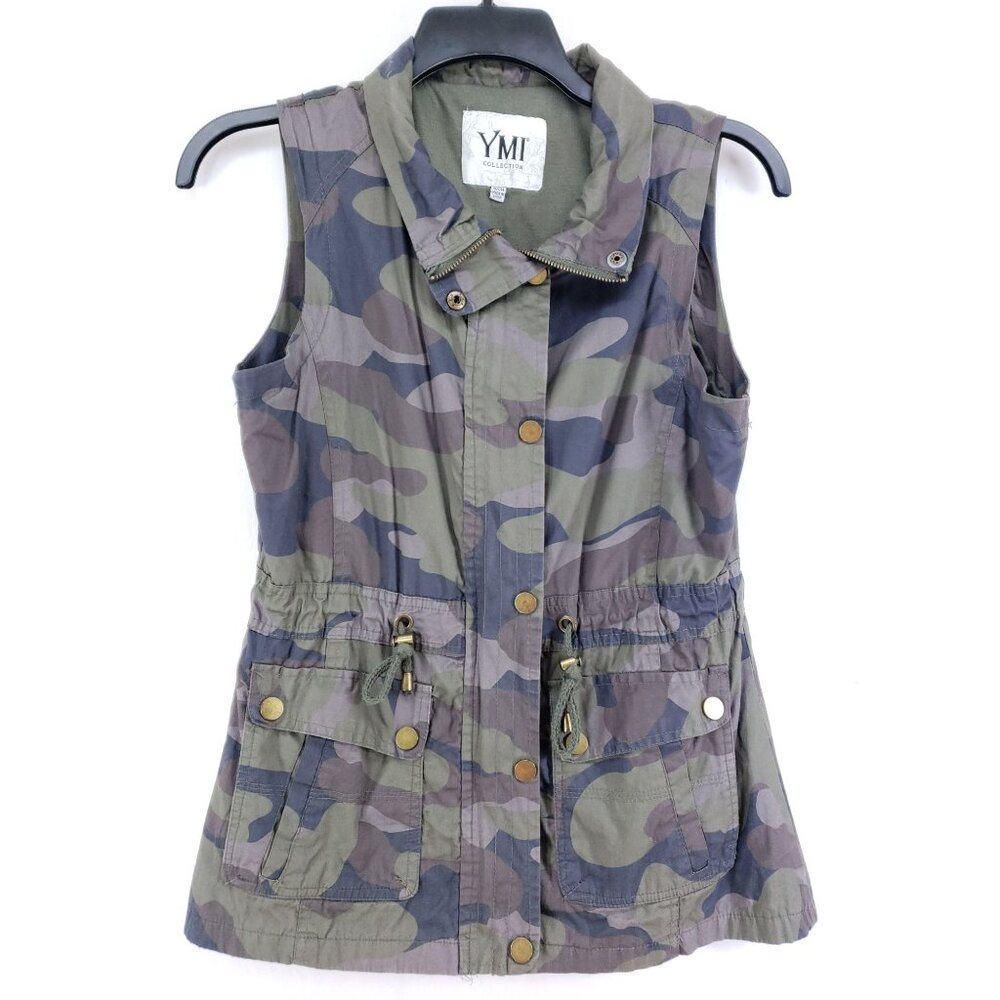 YMI Fashion Vest Women's Size Small Camouflage Snap Closed Jersey Lined